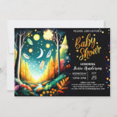 Firefly Magic Forest Baby Shower Einladung (Vorderseite)
