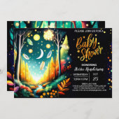 Firefly Magic Forest Baby Shower Einladung (Vorne/Hinten)