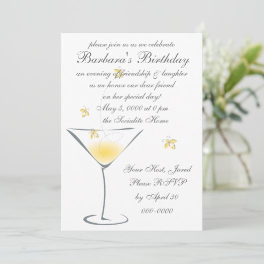 Firefly Martini Einladung (Stehend Vorderseite)