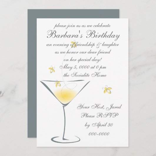 Firefly Martini Einladung (Vorne/Hinten)