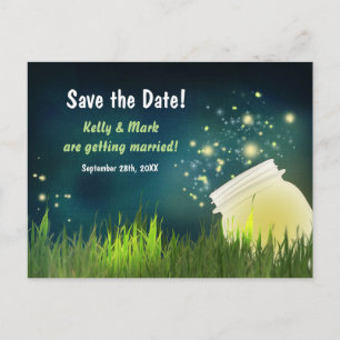 Firefly & Mason Jar Night Save the Date Postkarte