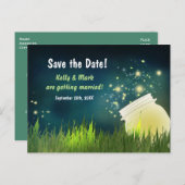 Firefly & Mason Jar Night Save the Date Postkarte (Vorne/Hinten)