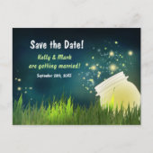 Firefly & Mason Jar Night Save the Date Postkarte (Vorderseite)