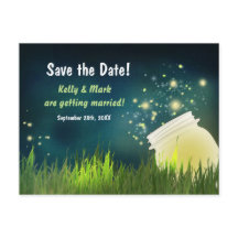 Firefly & Mason Jar Night Save the Date Postkarte
