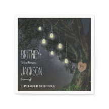Firefly Mason Jar Oak Tree Wedding Napkins