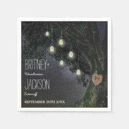 Firefly Mason Jar Oak Tree Wedding Napkins Serviette