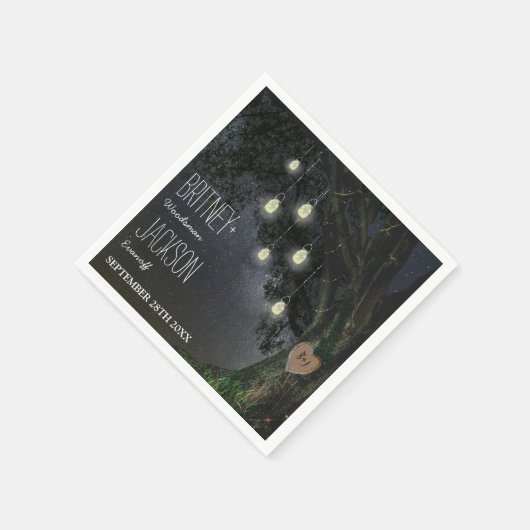 Firefly Mason Jar Oak Tree Wedding Napkins Serviette (Ecke)