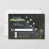 Firefly Mason Jar Oak Tree Wedding RSVP Cards Einladung (Vorderseite)
