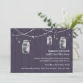Firefly Mason Jar Rustic Country Night Hochzeiten Einladung (Stehend Vorderseite)
