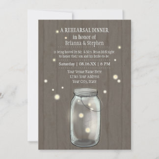 Firefly Mason Jar Rustic Country Probe Dinner Einladung