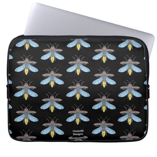 Firefly (Muster schwarz) - Laptop-Sieb Laptopschutzhülle (Vorderseite)