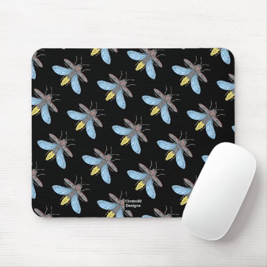 Firefly (Muster schwarz) - Maus-Pad Mousepad (Mit Mouse)