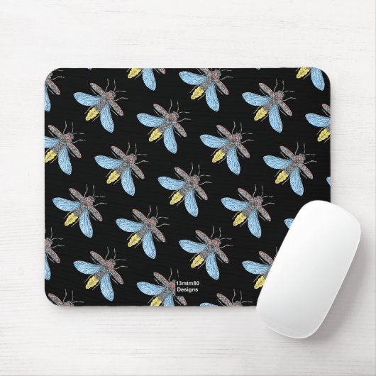 Firefly (Muster schwarz) - Mauspad (Mit Mouse)