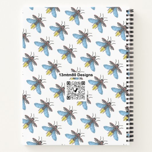 Firefly (Muster weiß) - Notebook Notizblock (Rückseite)