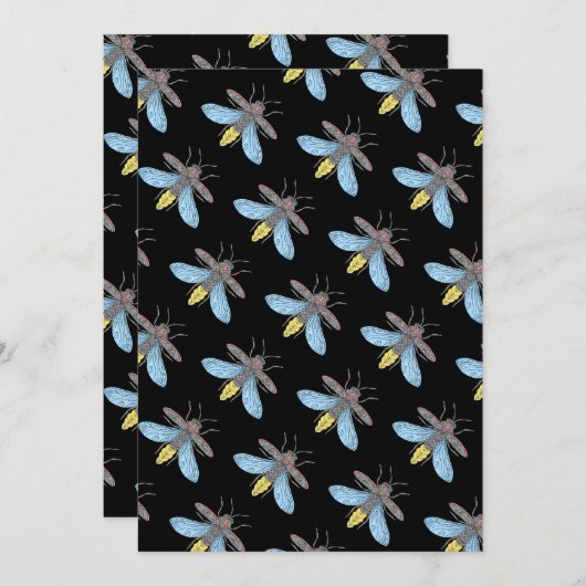 Firefly (schwarz) - Grußkarte Feiertagskarte (Vorne/Hinten)