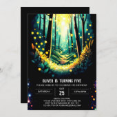 Firefly Trails Woodland Birthday Einladung (Vorne/Hinten)