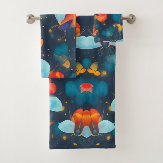 Firefly Watercolor Personalisiertes Muster Badhandtuch Set (Insitu)