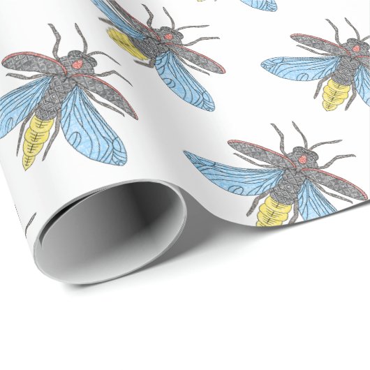 Firefly (weiß) - Wrapping Paper Geschenkpapier (Rolleneckpunkt)