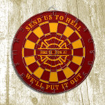 Firehouse Fire Station Fireman Dartboard and Darts Dartscheibe<br><div class="desc">The perfect game item for the crew at the fire station! As shown for Fire Station #7 with one of our favorite firefighter slogans... Send us to hell, we'll put it out! But text is fully customizable. Just click the personalize button to easily change to a phrase of your own...</div>