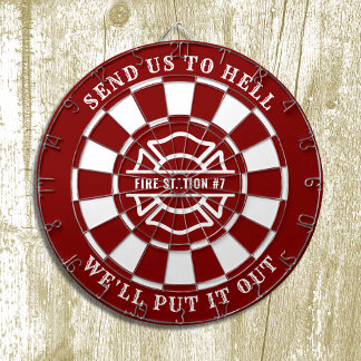 Firehouse Fire Station Fireman Dartboard and Darts Dartscheibe