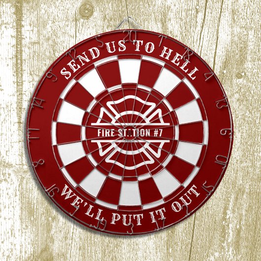 Firehouse Fire Station Fireman Dartboard and Darts Dartscheibe