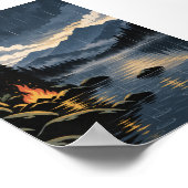 Firelight & Regen | Moderner Naturposter Poster (Ecke)