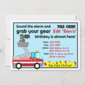 Fireman 3. Geburtstag Party Einladungen Feuerwehrm (Vorderseite)