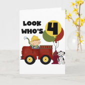 Fireman 4. Geburtstag - Hemden und Geschenke Karte (Gelbe Blume)