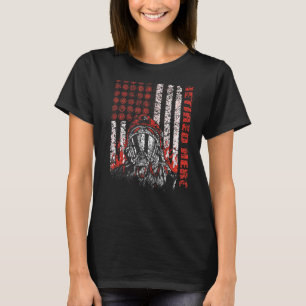 Fireman American Flag Gasmask Feuerwehrmann Ruder T-Shirt