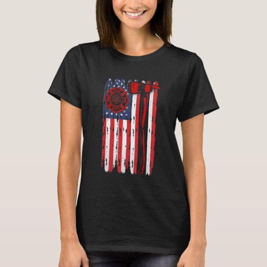 Fireman American Flag Graphics Firefighter Labor D T-Shirt (Vorderseite)