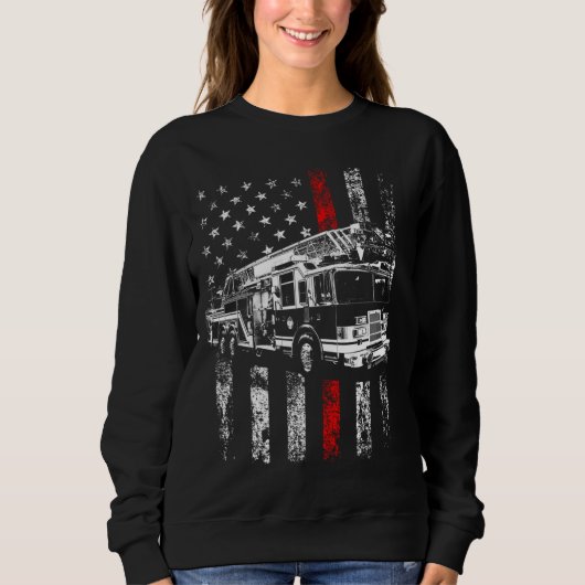 Fireman American Flag Thin Red Line Feuerwehrmann Sweatshirt (Vorderseite)