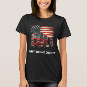 Fireman American Flag Thin Red Line Feuerwehrmann T-Shirt