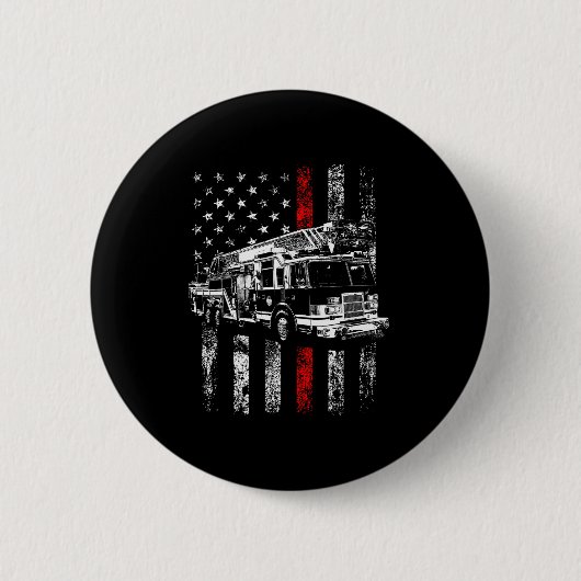 Fireman American Flag Thin Red Line Firefighter Button (Vorderseite)