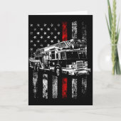 Fireman American Flag Thin Red Line Firefighter Karte (Vorderseite)