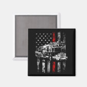 Fireman American Flag Thin Red Line Firefighter Magnet (Vorderseite/Rückseite)
