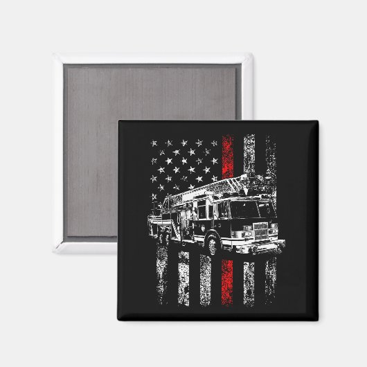 Fireman American Flag Thin Red Line Firefighter  Magnet (Vorderseite/Rückseite)