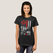 Fireman American Flag Thin Red Line Grafik Firef T-Shirt (Vorne ganz)