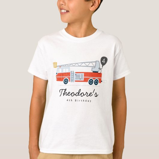 Fireman Birthday Boy Party Outfit Firetruck T-Shirt (Vorderseite)