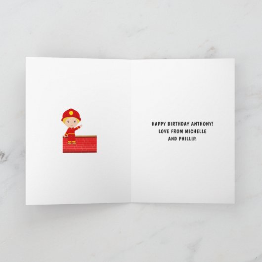 Fireman Birthday Gruß Karte (Innenseite)