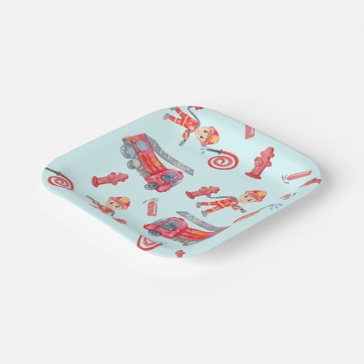 Fireman Birthday Party Pappteller (Gewinkelt)