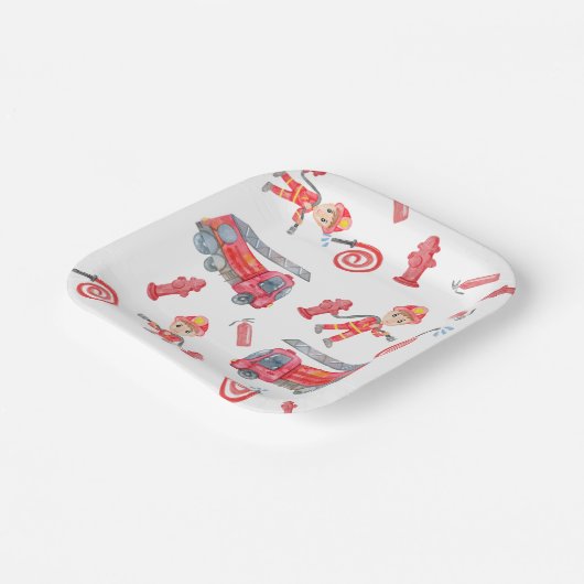 Fireman Birthday Party Pappteller (Gewinkelt)