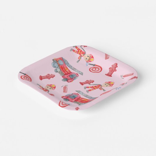 Fireman Birthday Party Pappteller (Gewinkelt)