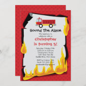 Fireman Boy Fireruck Geburtstagspartei Einladung (Vorne/Hinten)