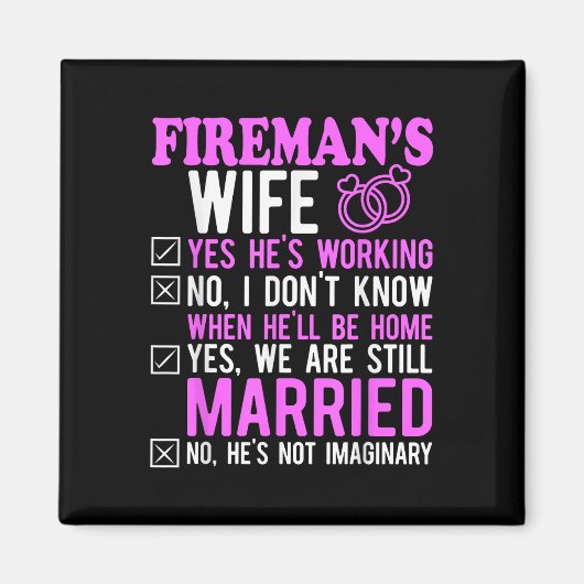 Fireman Ehefrau Ehepaare Geburtstag Funny Fiber Magnet (Vorne)