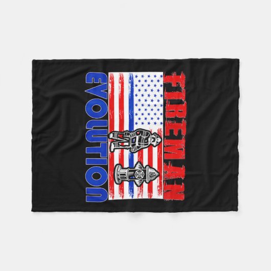 Fireman Evolution Fireman Gift Proud Firefighter Q Fleecedecke (Vorderseite (Horizontal))