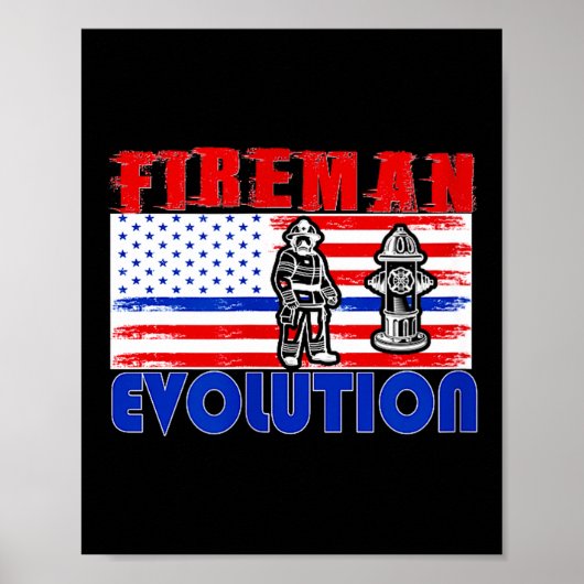 Fireman Evolution Fireman Gift Proud Firefighter Q Poster (Vorne)