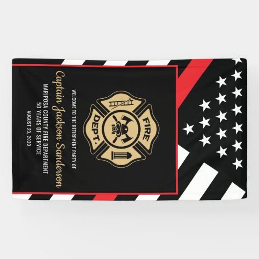 Fireman Fire Department Firefighter Retirement Banner (Horizontal)