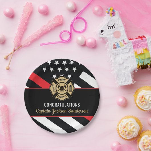 Fireman Fire Department Firefighter Retirement Pappteller (Party)