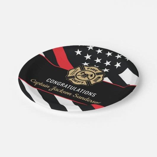 Fireman Fire Department Firefighter Retirement Pappteller (Schrägansicht)