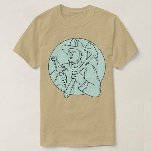 Fireman Firefighter AX Hose Circle Mono Line T-Shirt (Design vorne)